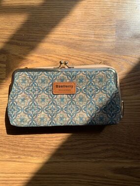 Baellerry Blue Tile Print Zip Wallet Large Women Accessories Purse Fashion